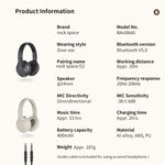 Auricular Sem Fios ROCK Space O2 HiFi Bluetooth 5.0 com Microfone, Suporta Cartão TF, Space O2