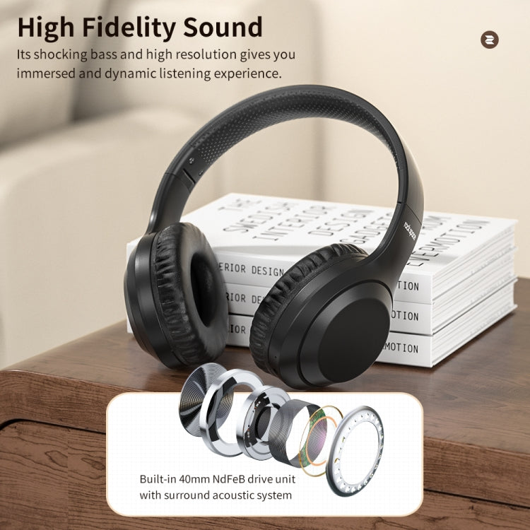 Auricular Sem Fios ROCK Space O2 HiFi Bluetooth 5.0 com Microfone, Suporta Cartão TF, Space O2