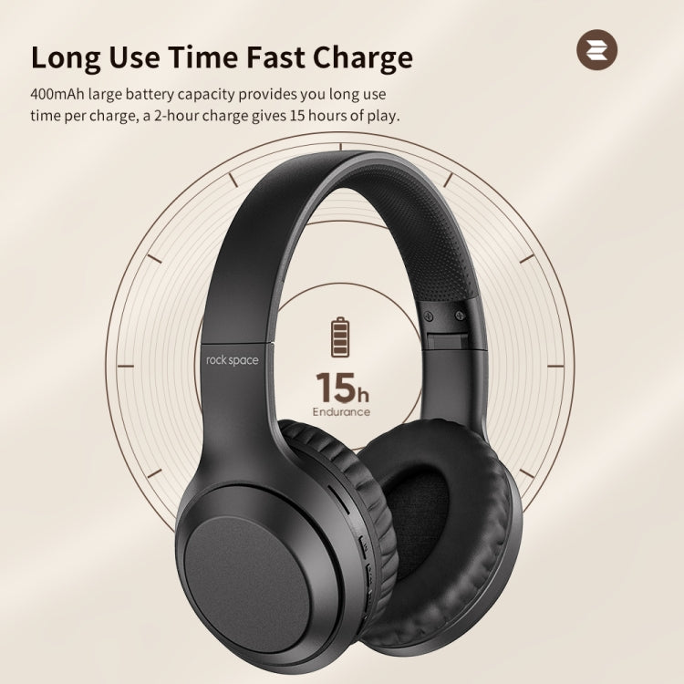 Auricular Sem Fios ROCK Space O2 HiFi Bluetooth 5.0 com Microfone, Suporta Cartão TF, Space O2