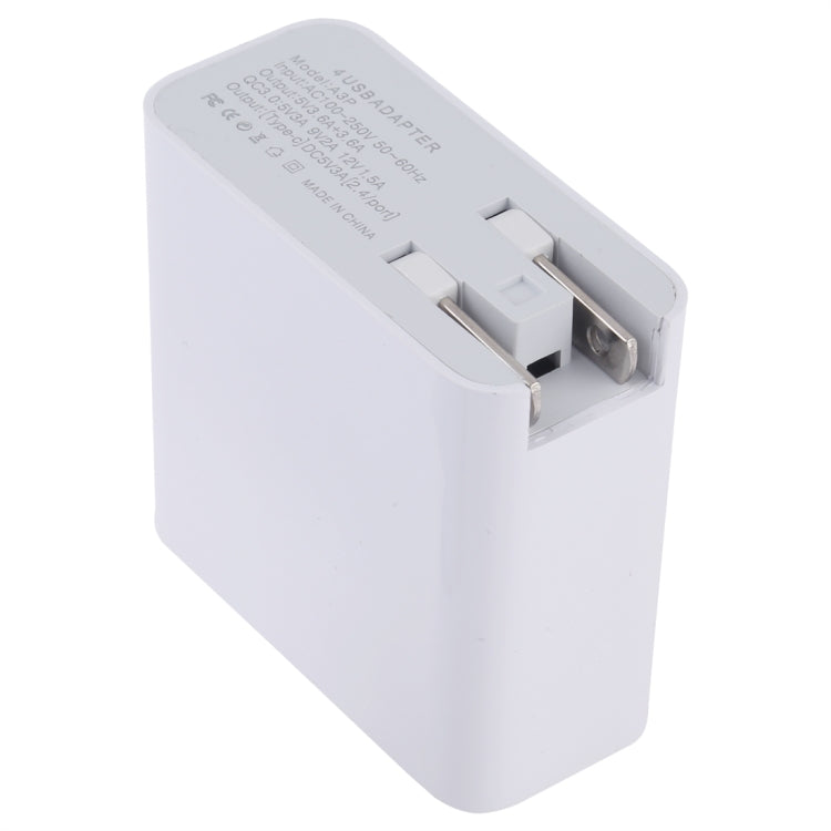 Carregador de Parede de Viagem A3P com Saída Máxima de 3A USB-C / Type-C + QC3.0 + USB Duplo 4 Portas, Plugue US