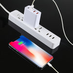 Carregador de Parede de Viagem A3P com Saída Máxima de 3A USB-C / Type-C + QC3.0 + USB Duplo 4 Portas, Plugue US