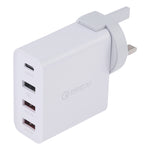 Carregador de Parede de Viagem A3P com Saída Máxima de 3A USB-C / Type-C + QC3.0 + USB Duplo 4 Portas, Plugue UK