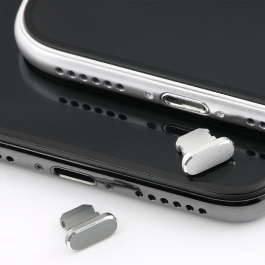 2 Peças de Tampão Universal Anti-Pó em Metal para Porta de Carregamento de 8 Pinos para iPhone