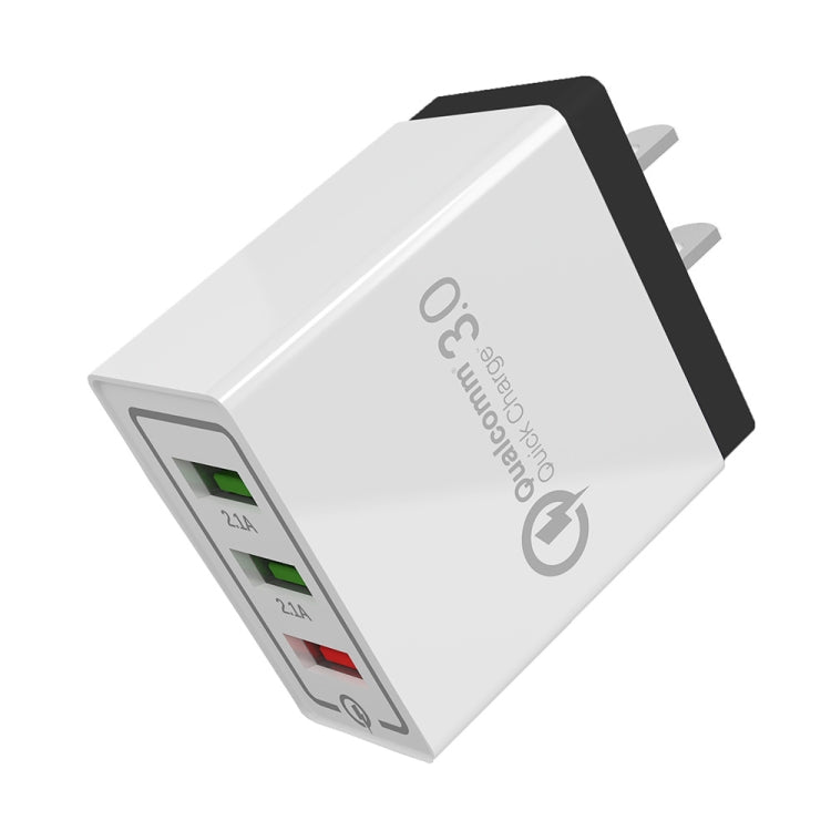Carregador Rápido de Viagem AR-QC-03 com 3 Portas USB 2.1A, Plugue US, AR-QC-03 US, Plugue AR-QC-03 US Azul
