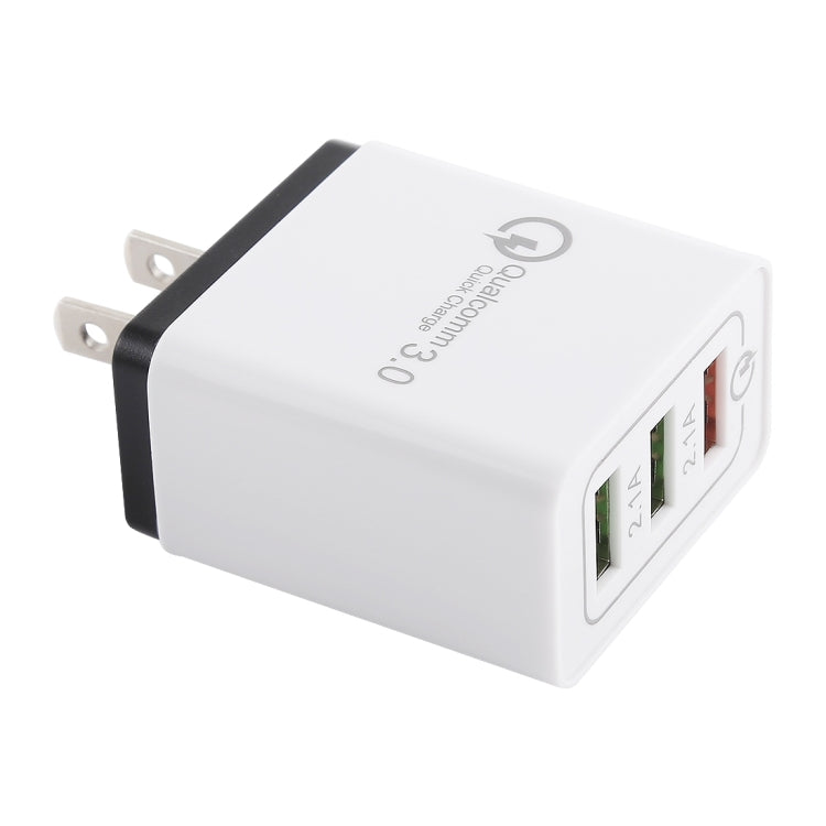 Carregador Rápido de Viagem AR-QC-03 com 3 Portas USB 2.1A, Plugue US, AR-QC-03 US, Plugue AR-QC-03 US Azul