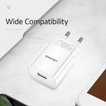 Carregador de Viagem USB Único USAMS US-CC075 T18 2.1A, Ficha UE, Ficha UE