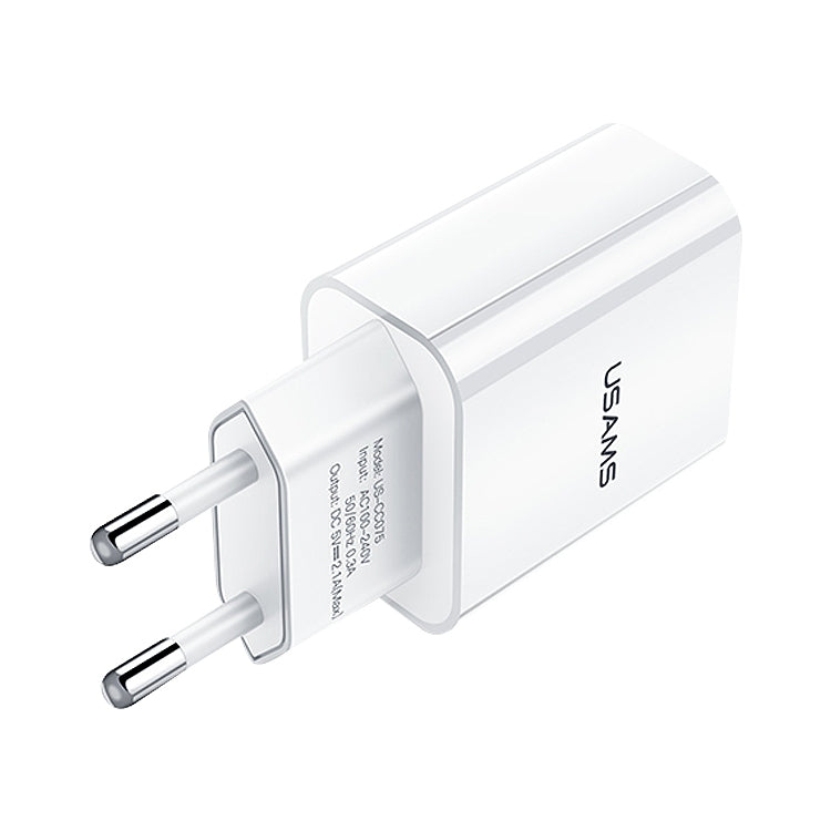 Carregador de Viagem USB Único USAMS US-CC075 T18 2.1A, Ficha UE, Ficha UE