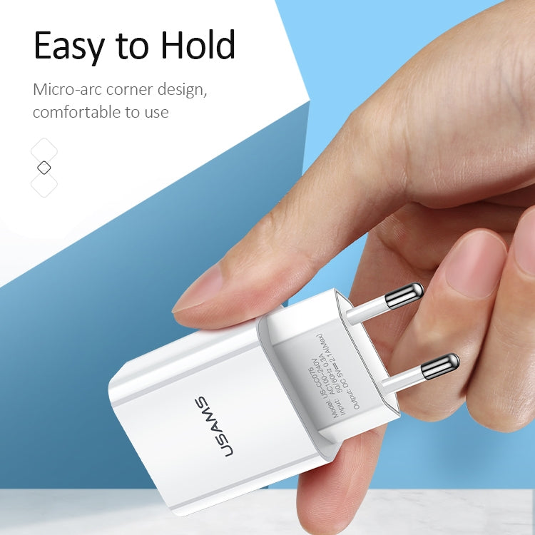 Carregador de Viagem USB Único USAMS US-CC075 T18 2.1A, Ficha UE, Ficha UE