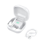 Auricular Bluetooth Sem Fios 258 com Gancho para Orelha, Caixa de Carregamento e Ecrã Digital, Suporta Toque, Chamada HD, Assistente de Voz e NFC, MD03 Preto, 258 Branco