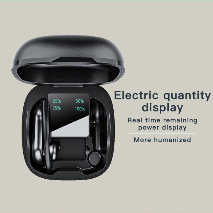Auricular Bluetooth Sem Fios 258 com Gancho para Orelha, Caixa de Carregamento e Ecrã Digital, Suporta Toque, Chamada HD, Assistente de Voz e NFC, MD03 Preto, 258 Branco