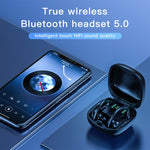 Auricular Bluetooth Sem Fios 258 com Gancho para Orelha, Caixa de Carregamento e Ecrã Digital, Suporta Toque, Chamada HD, Assistente de Voz e NFC, MD03 Preto, 258 Branco