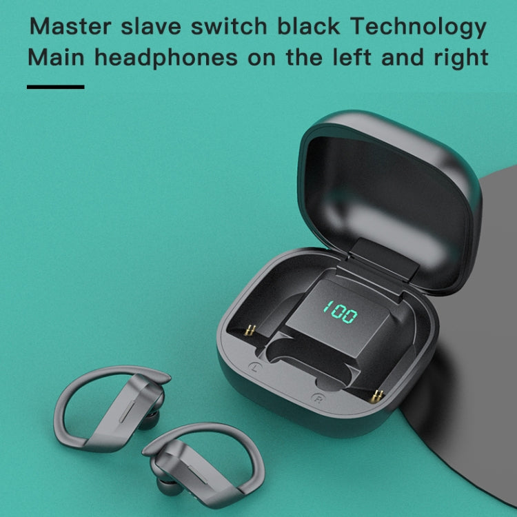 Auricular Bluetooth Sem Fios 258 com Gancho para Orelha, Caixa de Carregamento e Ecrã Digital, Suporta Toque, Chamada HD, Assistente de Voz e NFC, MD03 Preto, 258 Branco