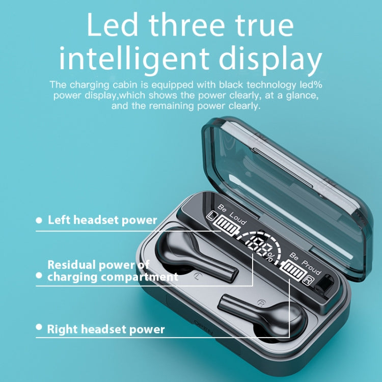 Auricular Bluetooth TWS 278 com Cancelamento Ativo de Ruído, Caixa de Carregamento, Ecrã Digital LED, Luzes Respiratórias, Chamada e Assistente de Voz, 278 Preto, 278 Branco