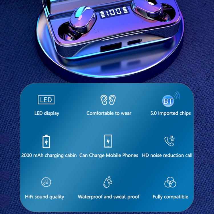 Auricular Bluetooth A9 TWS com Cancelamento de Ruído Duplo CVC8.0 e DSP, Caixa de Carregamento Magnética e Ecrã Digital LED, Suporte a Toque, Chamada HD, Siri e Power Bank, A9