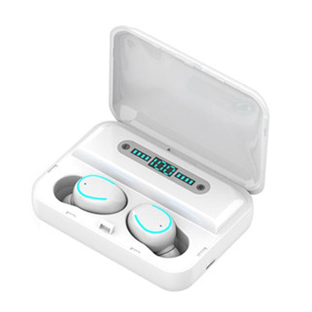 Auricular Bluetooth Inteligente F9-5 com Cancelamento de Ruído, Toque e Caixa de Carregamento, Suporta Ecrã LED de Energia Três Telas, Chamada HD, Power Bank e Siri, F9-5 Preto, F9-5 Branco