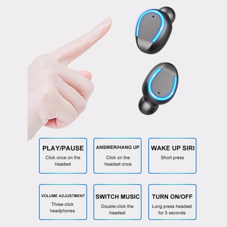 Auricular Bluetooth Inteligente F9-5 com Cancelamento de Ruído, Toque e Caixa de Carregamento, Suporta Ecrã LED de Energia Três Telas, Chamada HD, Power Bank e Siri, F9-5 Preto, F9-5 Branco