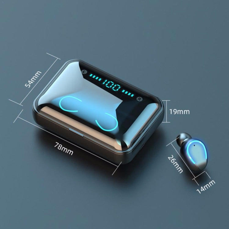 Auricular Bluetooth Inteligente F9-5 com Cancelamento de Ruído, Toque e Caixa de Carregamento, Suporta Ecrã LED de Energia Três Telas, Chamada HD, Power Bank e Siri, F9-5 Preto, F9-5 Branco