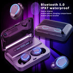 Auricular Bluetooth Inteligente F9-5 com Cancelamento de Ruído, Toque e Caixa de Carregamento, Suporta Ecrã LED de Energia Três Telas, Chamada HD, Power Bank e Siri, F9-5 Preto, F9-5 Branco