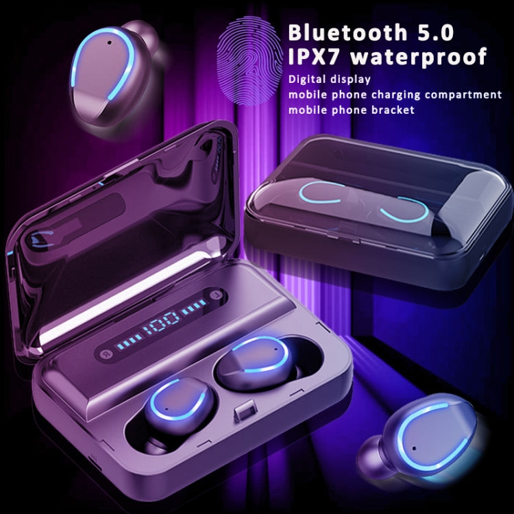 Auricular Bluetooth Inteligente F9-5 com Cancelamento de Ruído, Toque e Caixa de Carregamento, Suporta Ecrã LED de Energia Três Telas, Chamada HD, Power Bank e Siri, F9-5 Preto, F9-5 Branco