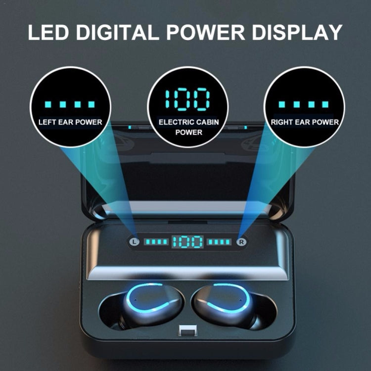 Auricular Bluetooth Inteligente F9-5 com Cancelamento de Ruído, Toque e Caixa de Carregamento, Suporta Ecrã LED de Energia Três Telas, Chamada HD, Power Bank e Siri, F9-5 Preto, F9-5 Branco