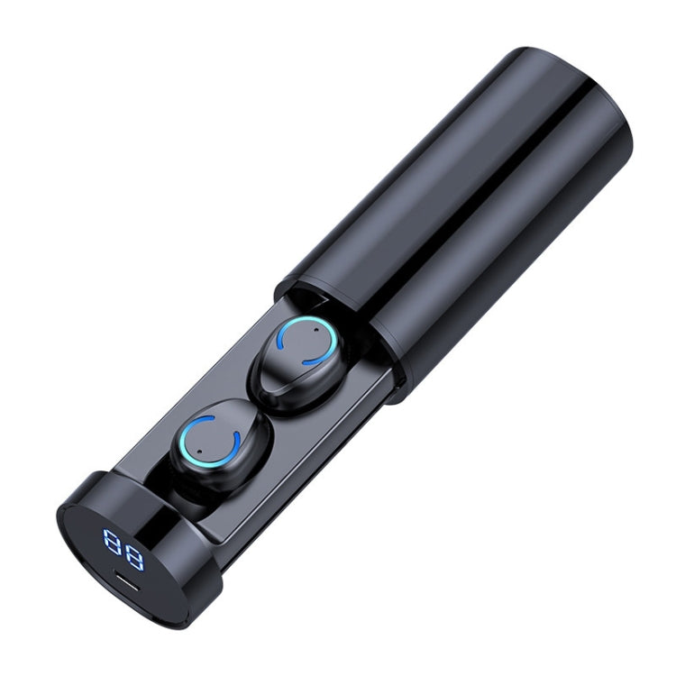 Auricular Bluetooth F9-6 TWS com Cancelamento de Ruído CVC8.0, Toque, Caixa de Carregamento Cilíndrica Deslizante, Suporte a Ecrã Digital LED de Energia, Chamada e Siri, F9-6