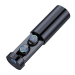 Auricular Bluetooth F9-6 TWS com Cancelamento de Ruído CVC8.0, Toque, Caixa de Carregamento Cilíndrica Deslizante, Suporte a Ecrã Digital LED de Energia, Chamada e Siri, F9-6