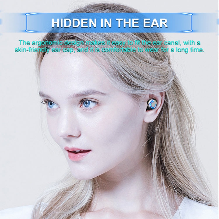 Auricular Bluetooth F9-6 TWS com Cancelamento de Ruído CVC8.0, Toque, Caixa de Carregamento Cilíndrica Deslizante, Suporte a Ecrã Digital LED de Energia, Chamada e Siri, F9-6