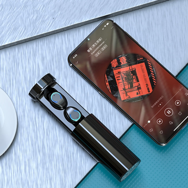 Auricular Bluetooth F9-6 TWS com Cancelamento de Ruído CVC8.0, Toque, Caixa de Carregamento Cilíndrica Deslizante, Suporte a Ecrã Digital LED de Energia, Chamada e Siri, F9-6
