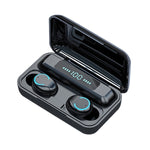 Auricular Bluetooth TWS F9-9 CVC8.0 com Cancelamento de Ruído e Caixa de Carregamento, Suporta Toque, Efeito de Iluminação, Ecrã LED de Energia Três Telas, Power Bank, Suporte para Telemóvel, Chamada HD e Assistente de Voz, F9-9 Preto