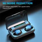 Auricular Bluetooth TWS F9-9 CVC8.0 com Cancelamento de Ruído e Caixa de Carregamento, Suporta Toque, Efeito de Iluminação, Ecrã LED de Energia Três Telas, Power Bank, Suporte para Telemóvel, Chamada HD e Assistente de Voz, F9-9 Preto
