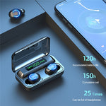 Auricular Bluetooth TWS F9-9 CVC8.0 com Cancelamento de Ruído e Caixa de Carregamento, Suporta Toque, Efeito de Iluminação, Ecrã LED de Energia Três Telas, Power Bank, Suporte para Telemóvel, Chamada HD e Assistente de Voz, F9-9 Preto