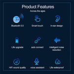 Auricular Bluetooth TWS F9-9 CVC8.0 com Cancelamento de Ruído e Caixa de Carregamento, Suporta Toque, Efeito de Iluminação, Ecrã LED de Energia Três Telas, Power Bank, Suporte para Telemóvel, Chamada HD e Assistente de Voz, F9-9 Preto