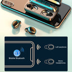 Auricular Bluetooth F9-5C com Luz Respiratória de Quatro Barras + Ecrã Digital, Redução de Ruído, com Alça de Mão, F9-5C Luz de Quatro Barras com Alça Preto, F9-5C Luz de Quatro Barras com Alça Branco