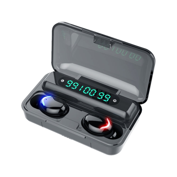 Auricular Bluetooth F9-5C com redução de ruído e ecrã digital triplo, F9-5C sem cordão Preto