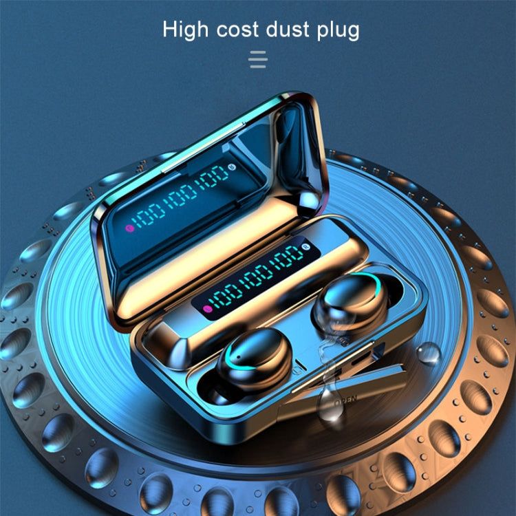 Auricular Bluetooth F9-5C com redução de ruído e ecrã digital triplo, F9-5C sem cordão Preto