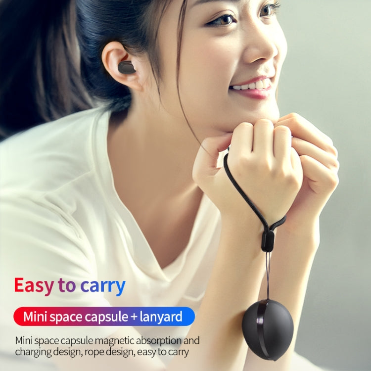 Auricular Bluetooth sem fios A10 TWS em forma de cápsula espacial com caixa de carregamento magnética e cordão, Suporta chamadas HD e emparelhamento automático Bluetooth, Preto, Preto e Branco, Branco, Branco e Preto