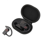 Auricular Bluetooth JHO-A9 TWS sem fios tipo pendente com bolsa integrada de carregamento + armazenamento com fecho, suporte a controlo por voz, JHO-A9