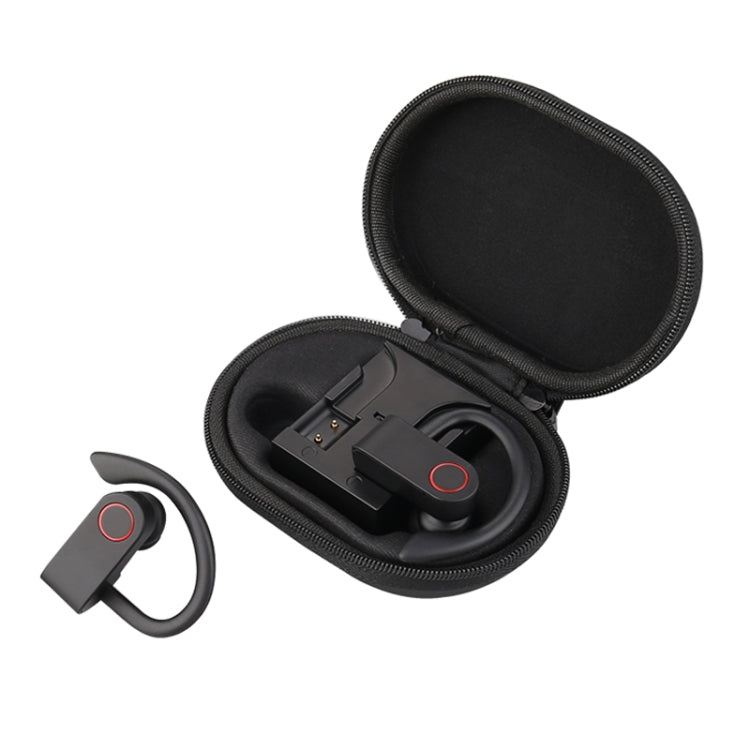 Auricular Bluetooth JHO-A9 TWS sem fios tipo pendente com bolsa integrada de carregamento + armazenamento com fecho, suporte a controlo por voz, JHO-A9