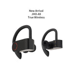Auricular Bluetooth JHO-A9 TWS sem fios tipo pendente com bolsa integrada de carregamento + armazenamento com fecho, suporte a controlo por voz, JHO-A9