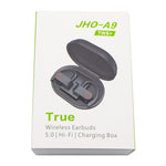 Auricular Bluetooth JHO-A9 TWS sem fios tipo pendente com bolsa integrada de carregamento + armazenamento com fecho, suporte a controlo por voz, JHO-A9