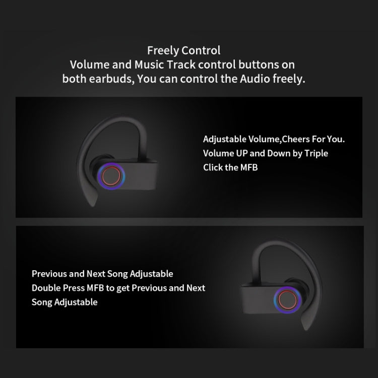 Auricular Bluetooth JHO-A9 TWS sem fios tipo pendente com bolsa integrada de carregamento + armazenamento com fecho, suporte a controlo por voz, JHO-A9