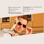 Auricular Bluetooth JHO-A9 TWS sem fios tipo pendente com bolsa integrada de carregamento + armazenamento com fecho, suporte a controlo por voz, JHO-A9