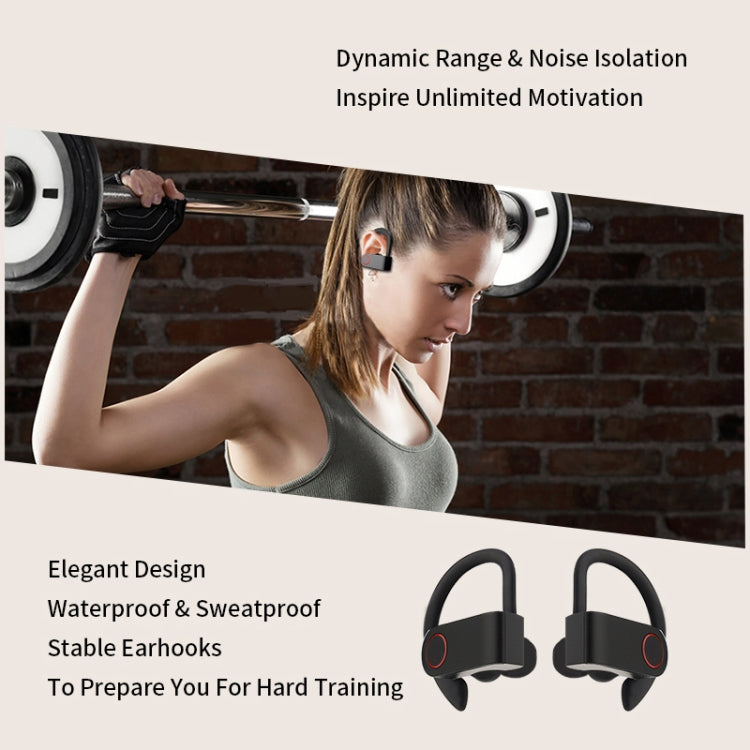 Auricular Bluetooth JHO-A9 TWS sem fios tipo pendente com bolsa integrada de carregamento + armazenamento com fecho, suporte a controlo por voz, JHO-A9