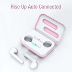Auricular Bluetooth TWS X26 5.0 Sem Fios com Caixa de Carregamento por Atração Magnética, Suporte para Assistente de Voz e Chamadas, Rosa, Azul, Branco