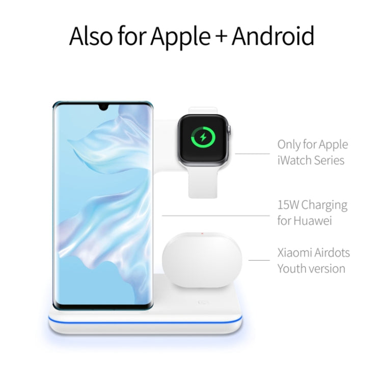 Carregador Sem Fios Magnético Vertical QI Z5 para Telemóveis, Apple Watches e AirPods / Xiaomi Redmi AirDots, com Anel de Luz Tátil, Z5