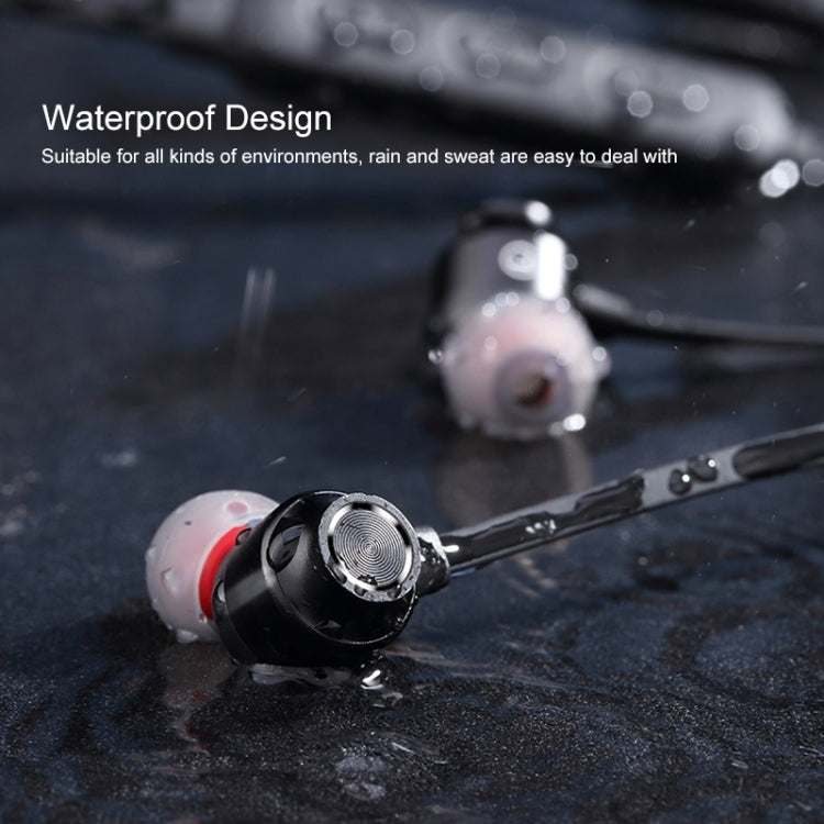 Auricular Desportivo Bluetooth 5.1 com Fio Redondo para Pescoço e Função Magnética, Preto, Vermelho, Branco