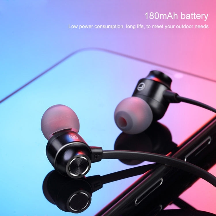 Auricular Desportivo Bluetooth 5.1 com Fio Redondo para Pescoço e Função Magnética, Preto, Vermelho, Branco