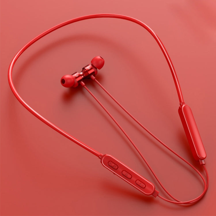 Auricular Desportivo Bluetooth 5.1 com Fio Redondo para Pescoço e Função Magnética, Preto, Vermelho, Branco