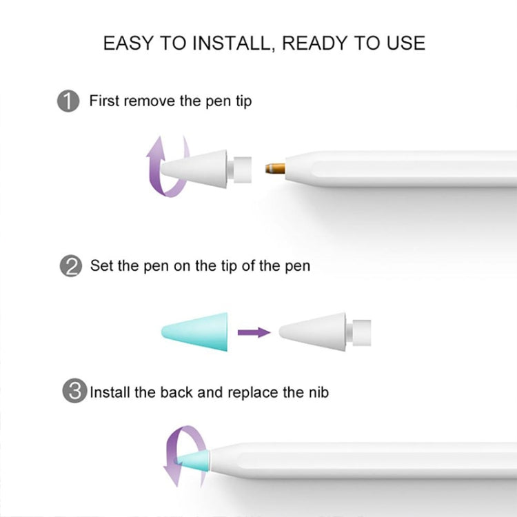 4 UNID Tampas de Ponta Antiderrapantes, Silenciosas e Resistentes para Apple Pencil 1 / 2, Azul Escuro, Verde Menta, Transparente, Branco