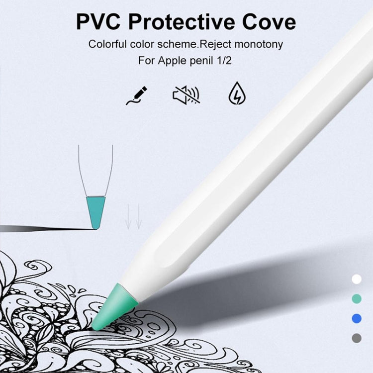 4 UNID Tampas de Ponta Antiderrapantes, Silenciosas e Resistentes para Apple Pencil 1 / 2, Azul Escuro, Verde Menta, Transparente, Branco